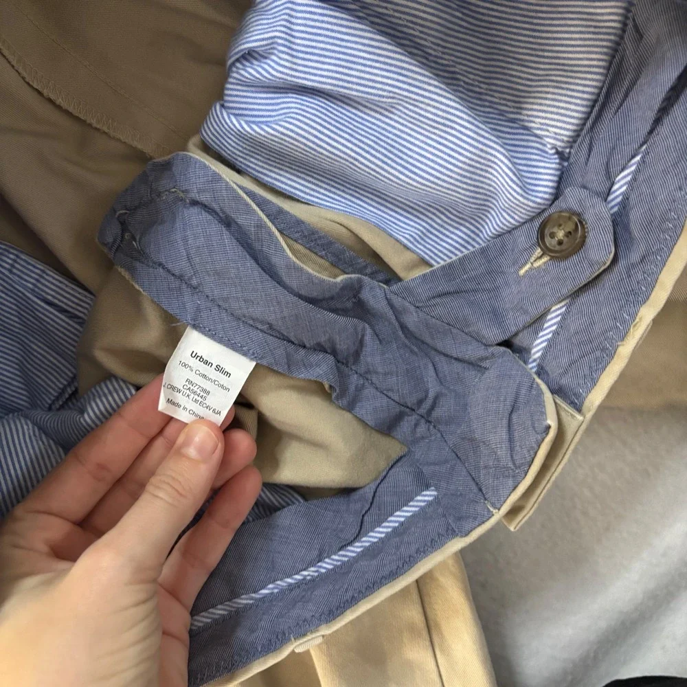 J.Crew Bowery Urban Slim Fit Khaki Chino Dress Pants Mens 32x34 Tan Cotton